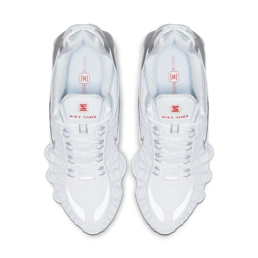 Nike Women's Shox TL White/ Metallic Silver AR3566-100 Fashion Shoes Size 6 - Picture 4 of 6